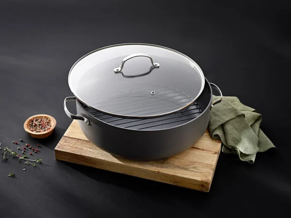 Frying pan/pot 34cm, round, grid and lid included, PROCHEF - Image 2