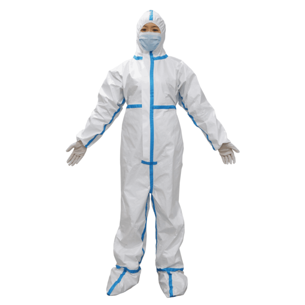 White medical disposable protective suit