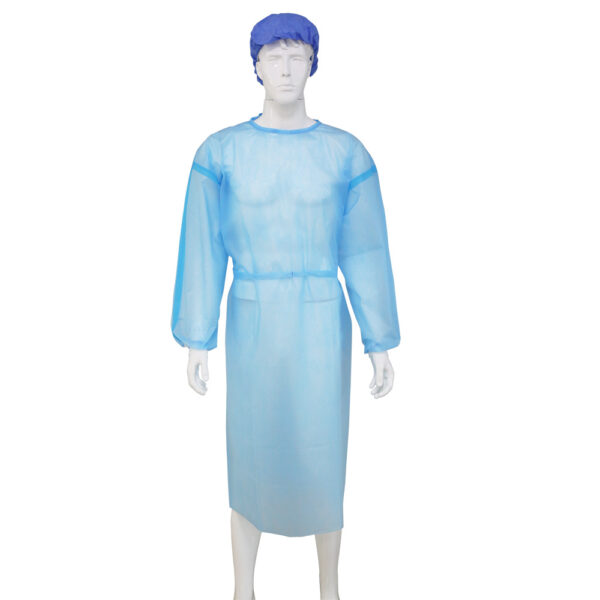 PP+PE disposable isolation coat (plus adhesive strip)